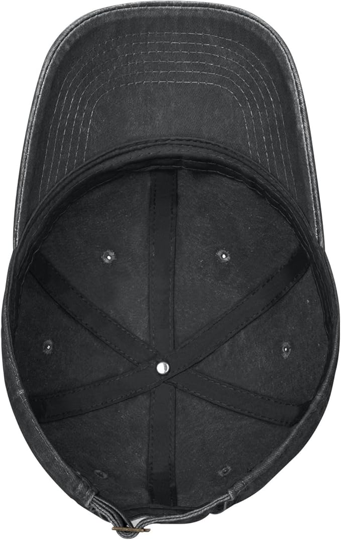 Black Seeds Sprouting Printed Washed Cowboy Baseball Cap for Adults - Stylish and Breathable Hat