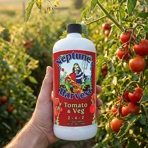 Neptune’s Harvest Organic Tomato & Vegetable Plant Fertilizer (2-4-2) - 36oz Bottle (Pack of 2) - Liquid Plant Food w/Fresh Fish, Seaweed, Molasses, Yucca Extract, & Humic Acids - for Vegetable Garden