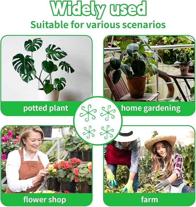 16pcs Plant Stem Support Reusable Plant Growth Accessories 4 Sizes,Climbing Houseplant Stem Supports,Plant Support Rings, Leaf Holders, Indoor Plant Stakes Stabilizer Accessories