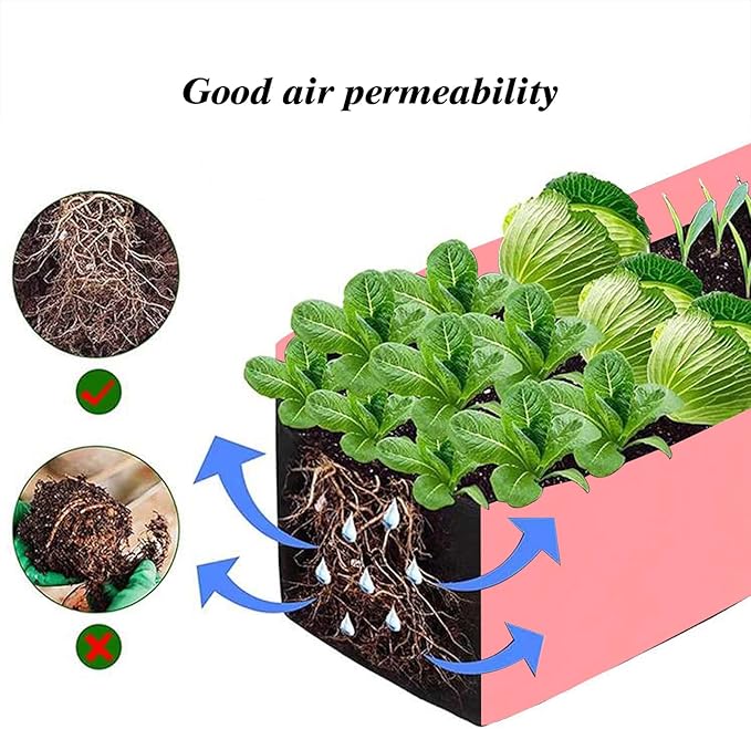 Square Grow Bags, Garden Fabric Planter Container with Handles Bed Flower Vegetables Pots 1MM Thickness Economic Colorful (Pink,19.69x11.81x7.87 Rectang)