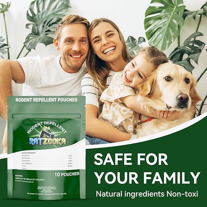Mouse Repellent Pouches, Natural Formula with Peppermint & Rosemary Oil, Mice Repellent Indoor, Keep Mice and Rats Out of Your Home, Car, RV, Garage, Cabin (10 Pouches)