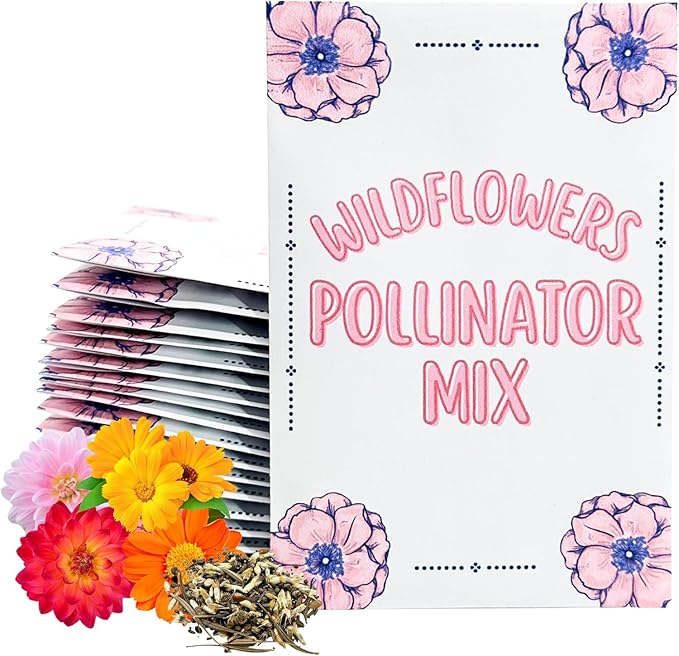 Wildflower Seed Packets Bee Kind Party Favors (Pack of 30) - Bee Friendly & Pollinator Wildflower Seed for Planting Gardening (Wildflower Pollinator Mix)
