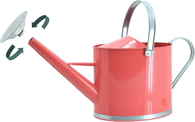 Arcadia Garden Products WC16 Chic Watering Can, Indoor and Outdoor, Easy Pour, Gift, 1.8 gal, Coral