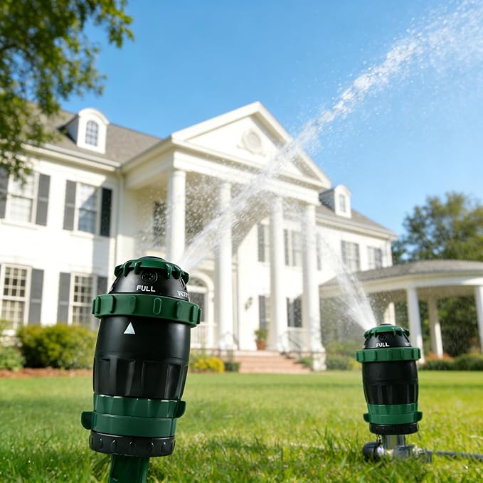 HOURLEEY Gear Drive Sprinkler for Yard, Heavy Duty 5-Pattern 360 Degree Rotary Water Sprinkler with Spike Base, Durable Lawn Sprinkler with 3/4 Inch Adapters for Large Area Garden