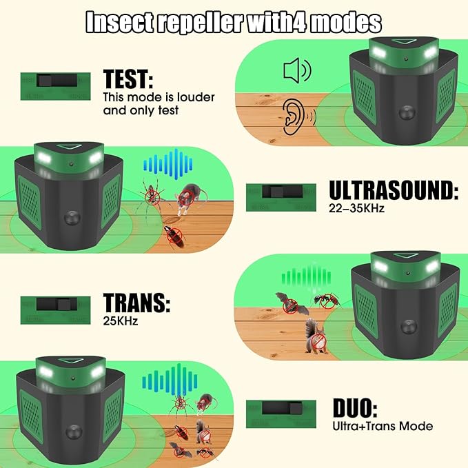 1 Pack Mice Rat Repellent for House Repellent Ultrasonic Mouse Deterrent,360°Mice Trap for House Indoor,Mouse Repellent with Flashing Light for Attic Basement Warehouse,4 Mode Switching (1)