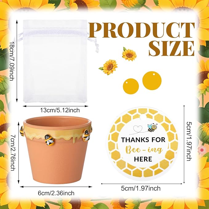 Ctosree 50 Sets Baby Shower Favors for Guests Sweet as Can Bee Seed Packets Include Self Adhesive Seed Packets Flowerpot Thank You Tags Organza Bags for Sweet Bee Baby Shower