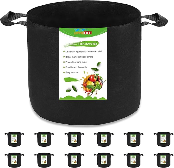 12-Pack 3 Gallon Plant Grow Bags, Heavy Duty Aeration Fabric Pots with Handles for Garden and Planting Outdoor