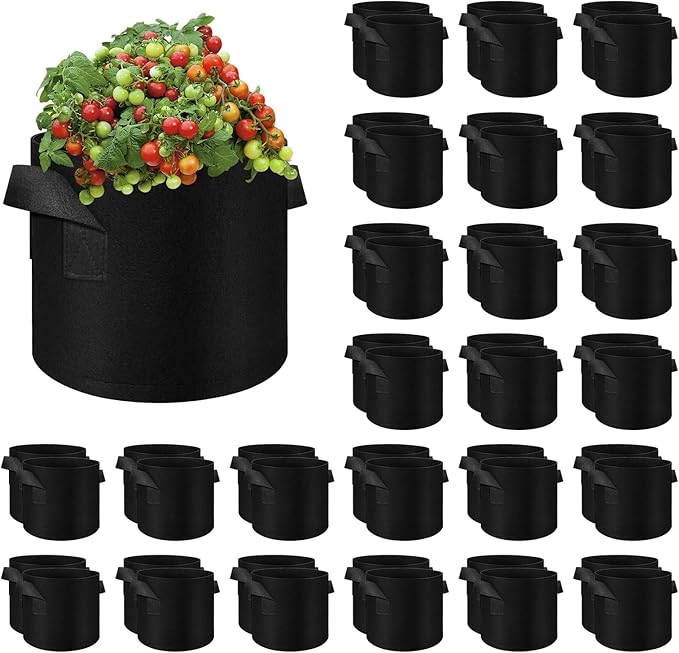 40-Pack 7 Gallons Grow Bag, Non-Woven Fabric Pots Plant Bag, Plant Grow Bags with Handles, Garden Planting Bags for Potatoes, Carrots, Tomatoes and Other Vegetable,Fruits