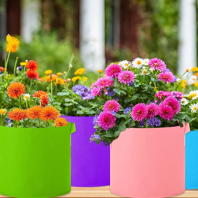 20 Pack Grow Bags Multicolor Plant Grow Bag Non Woven Fabric Pots with Handles Garden Plant Seeds Tomato Vegetables Flowers Planting Bags for Indoor or Outdoor Gardening