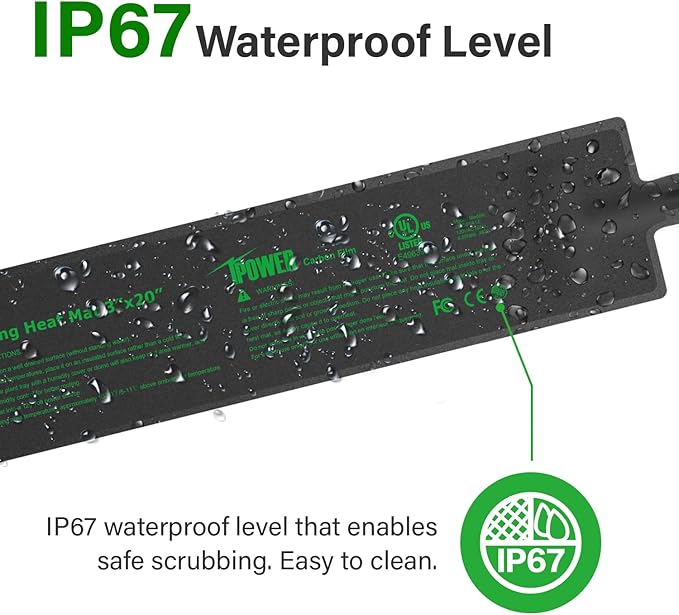 iPower 2 Pack 3" x 20" Seeding Heat Mat Durable Warm Hydroponic Plant Germination Starting Pad, Black