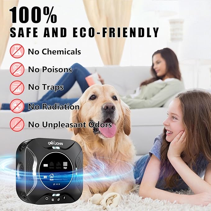 LED Display-2 Packs Ultrasonic pest Repeller Indoor,Multi-Mode Variable Frequency,with LED Strobe Light,Squirrel Repellent for House,Prevent Adaptation.Suitable for Houses,attics,garages,etc.