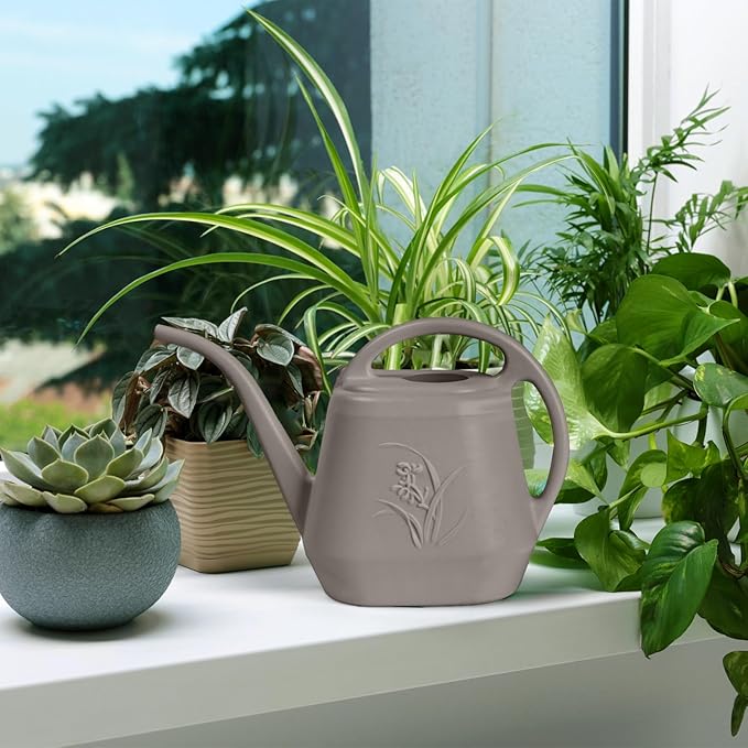 Plastic Watering Can - for Indoor and Outdoor Plant - 1/2 Gallon - Coffee Color