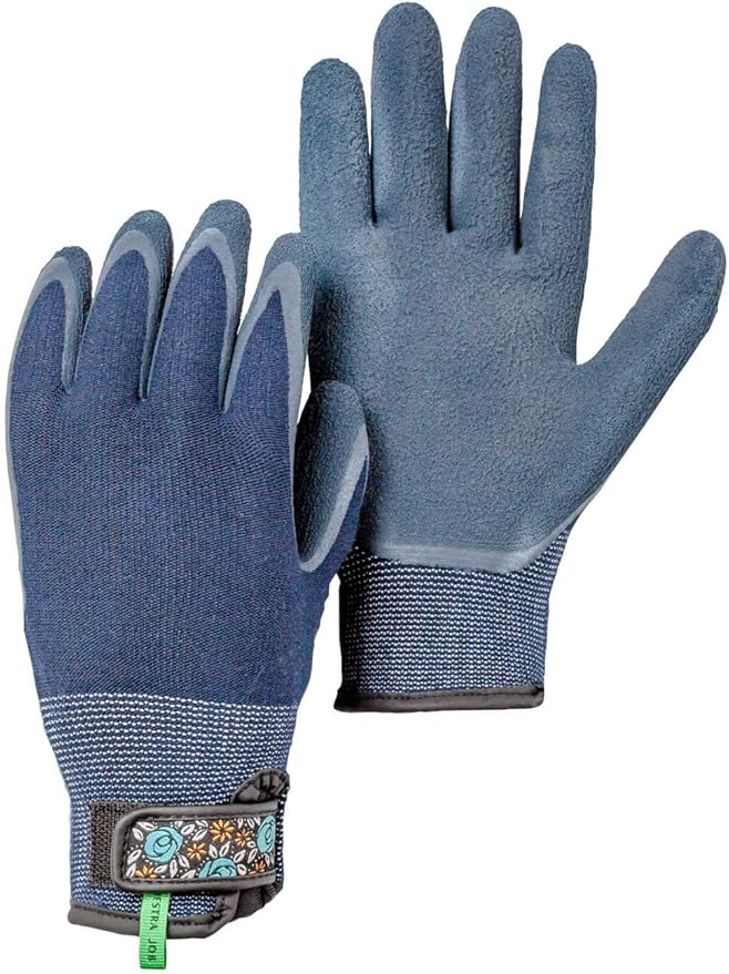 Garden Latex Protective Gardening Gloves | Close-Fitting Sustainable Yarn Gloves for Planting, Weeding and Gardening - Indigo - 7