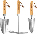 CYRUS Garden Shovel Tool Set,3 Piece Garden Shovel Stainless Steel,Includes Hand Trowels, Transplanting Shovel and Hand Rake with Ash Wood Handle,Gardening Shovels for Planting