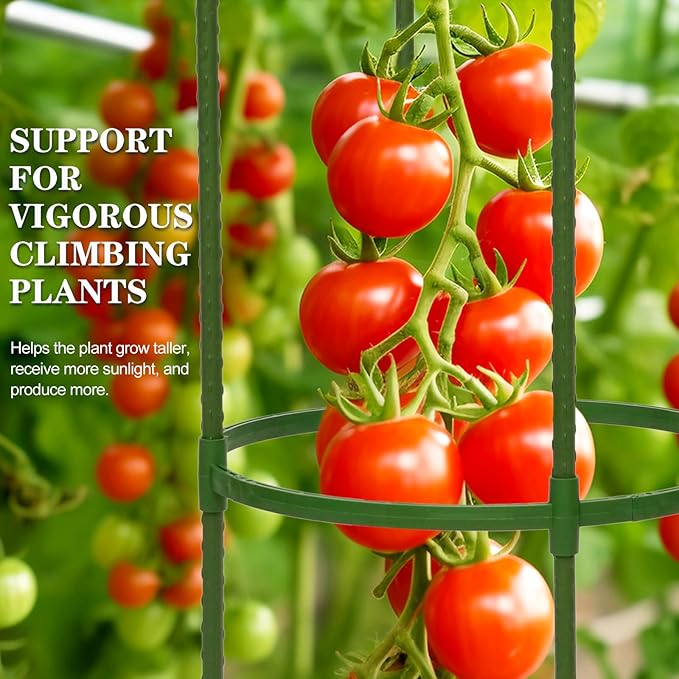 Tomato Cages for Garden,6 Pack 50in Tall Tomato Plant Support Stakes Adjustable Heavy Duty Steel Plant Tower Stakes, Updated Cucumber Trellis Garden Cages for Climbing Plants Vegetable Flowers