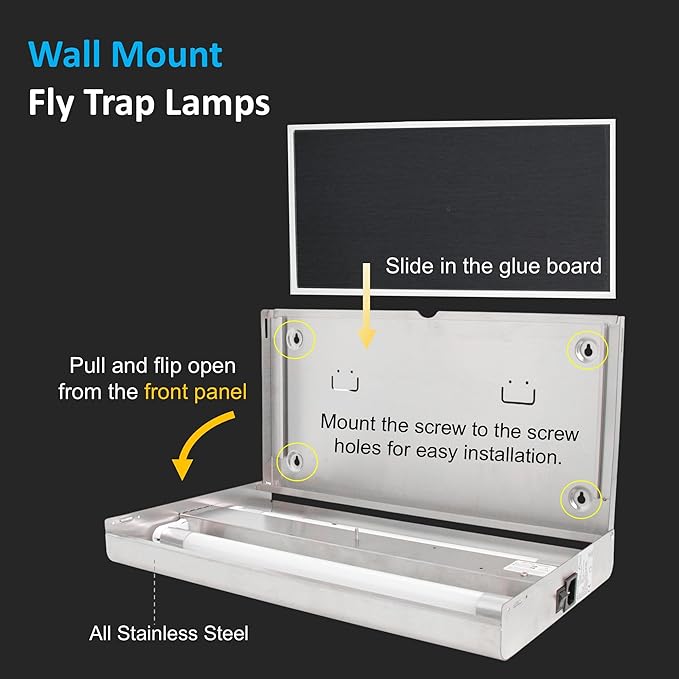 Awoco 11W LED Stainless Steel 100V-240V UV Light Fly Traps Indoor, Sticky Electric Fly Trap for Capturing Flies, Mosquitoes, Moths and Flying Insert, Silent Bug Light for Home, Restaurant, Garage