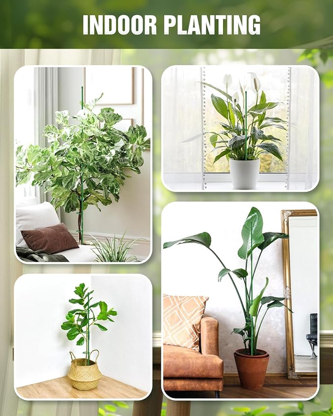 Joyhalo 20 Pack Plant Stakes for Indoor Plants, 16 Inch Garden Stakes, Adjustable Plant Support Sticks for Tall Plants As Tomatoes Beans Orchid Vegetable