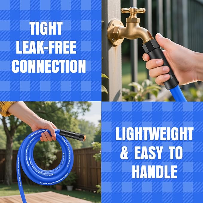 Heavy Duty Garden Hose 25 ft, Non-Expanding Flexible Water Hose, Kink Resistant Lightweight Hybrid Hose, Leakproof Hose Male to Female Fittings