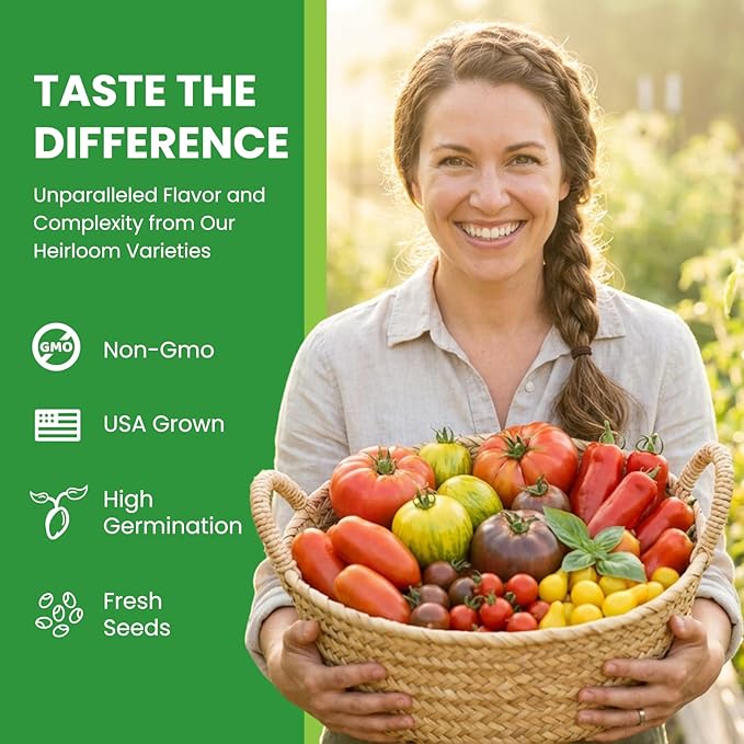 10 Pack Heirloom Tomato Seeds Variety Pack -5000+ Non-GMO Garden Seeds for Planting Outdoors & Indoor Home Gardening Gift, Cherry, Yellow Pear Tomatoes & More