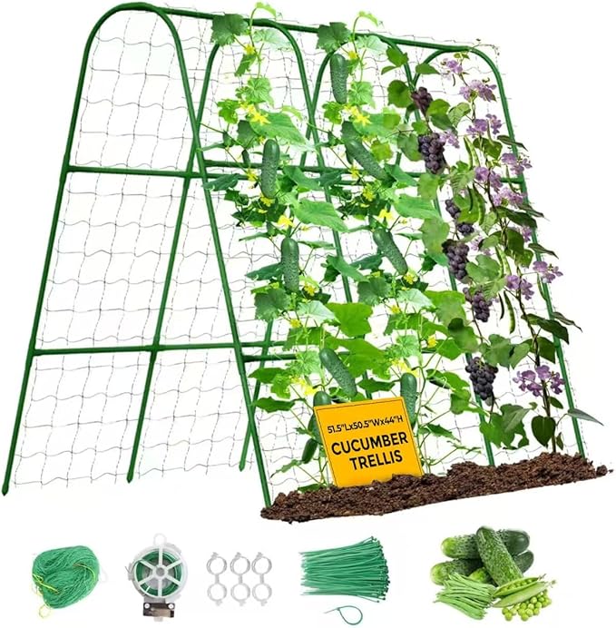 Cucumber Trellis for Raised Bed, U-Shape Metal Garden Trellis for Climbing Plants Outdoor, 51.5''Lx50.5''Wx44''H Rust-Proof Vegetable Peas Trellis for Bean Pole