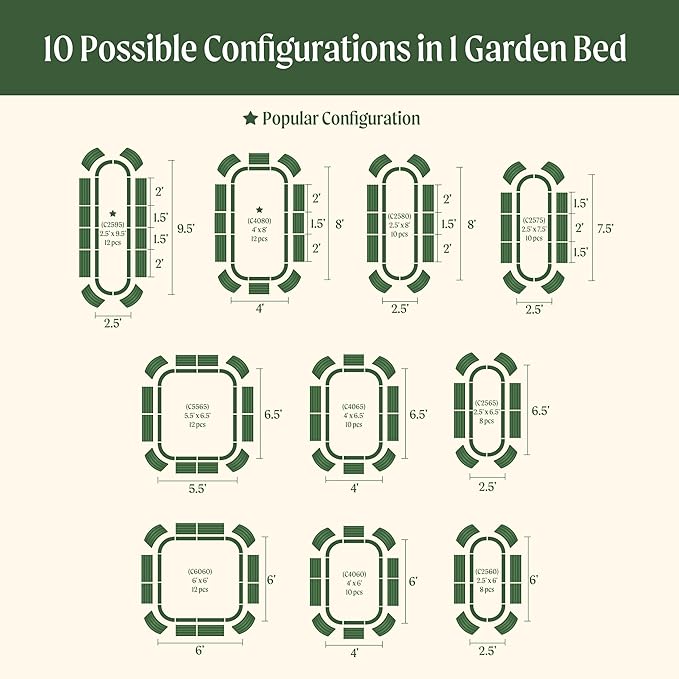 Vego garden Raised Garden Bed Kit, 17" Tall 10 in 1 Jumbo Modular Metal Planter Box for Vegetables, Flowers, Herbs, Pearl White