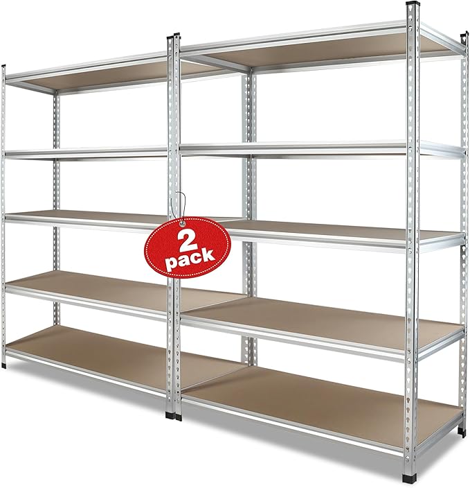 WORKPRO 5-Tier Storage Shelving Unit, 48”W x 24”D x 72”H, Adjustable Storage Rack Heavy Duty Aluminum Alloy Shelf, 2750 lbs Load Capacity (Total), for Garage, Kitchen, Warehouse,2 Pack