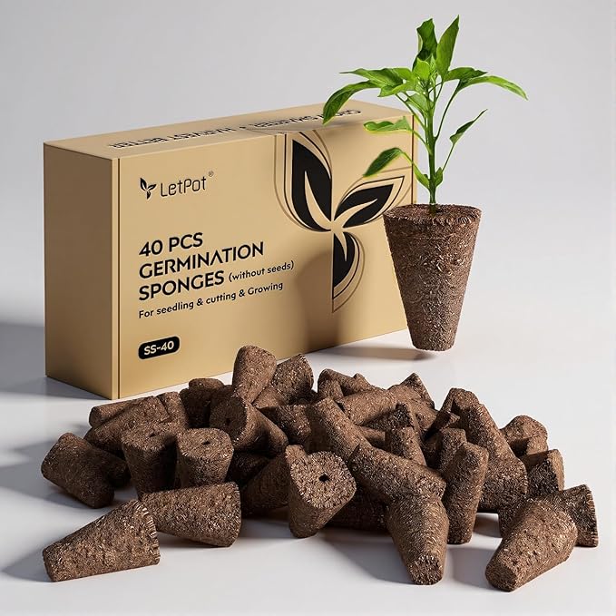 LetPot 40 PCS Seed Starter Sponges, Square Replacement Grow Sponges for Smart Seed Starter, Seed Pod Refill Kit for Hydroponic Germination, Seedlings, Cuttings & Indoor Garden Growing
