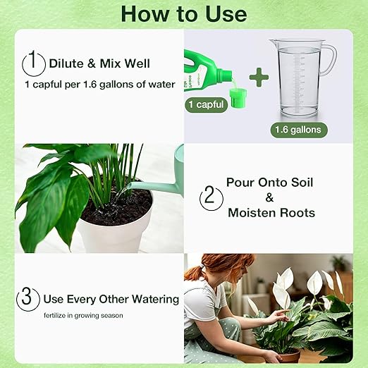 Followin Peace Lily Plant Food, 3-1-2 NPK Liquid Fertilizer for Indoor House Plants, EDTA Chelated Micronutrients, Spathiphyllum Concentrate Supporting Green Foliage and Healthy Roots, 21 fl oz