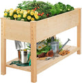 GARFANS Raised Garden Bed Wood Planter Box with Storage Shelf for Vegetable Flower Herb Raised Planter Box with Legs Outdoor Elevated Garden Bed Kit Grow Box for Garden Backyard Patio