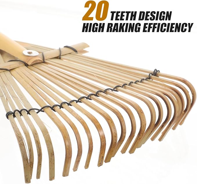 BESPORTBLE Gardening Hand Rake 23.42In Lightweight Bamboo Potting Mix Loosening Tool Portable Small Garden Rake for Lawn Care and Planting