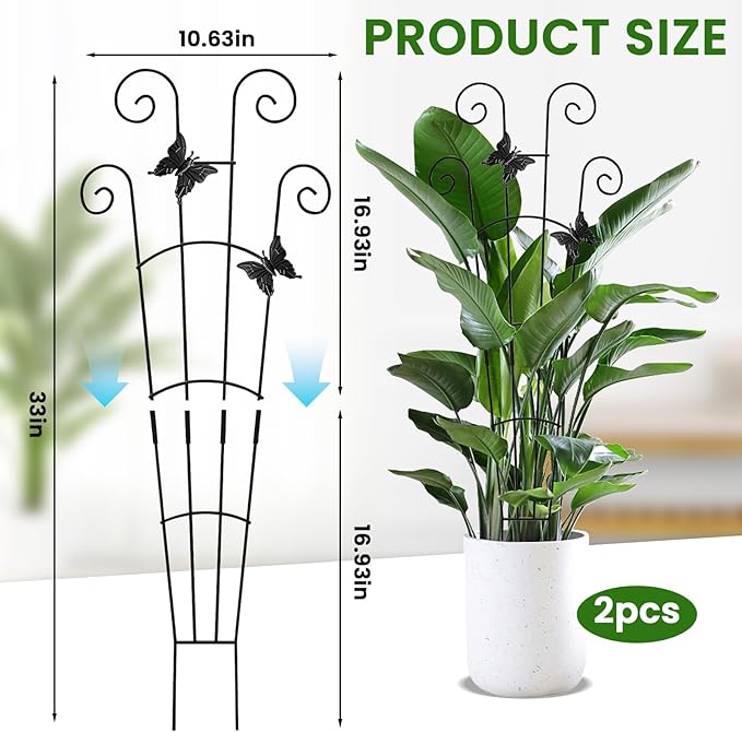 30 in Tall Plant Trellis Indoor,Metal Garden Trellis for Climbing Plants, 2P