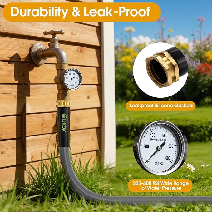 Garden Hose 50 FT, Non-Expanding Water Hose, Ultra-Light & Flexible, Burst-Resistant, Kink-Free, High-Pressure Garden Hose All-Weather Use for Lawns, Gardens, and Outdoor Cleaning