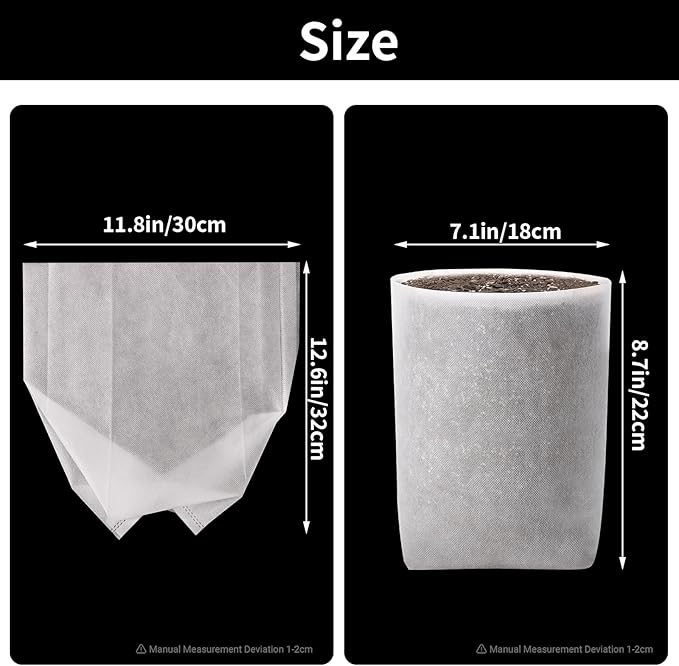 Fabric Grow Bags - 11.8x12.6 inches Breathable Seed Starter Plant Grow Bags for Seedling Pots, Nursery Pots for Plants, 100pcs