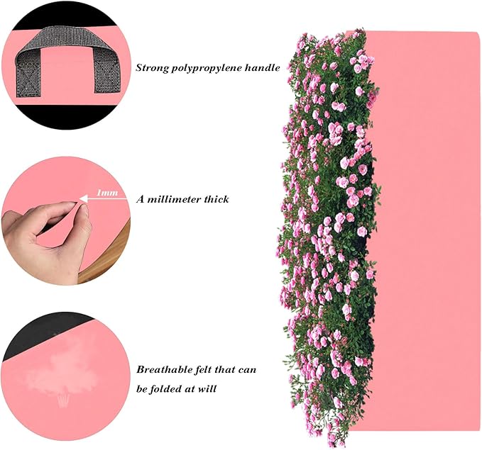 Square Grow Bags, Garden Fabric Planter Container with Handles Bed Flower Vegetables Pots 1MM Thickness Economic Colorful (Pink,23.62x11.81x7.87 Rectang)