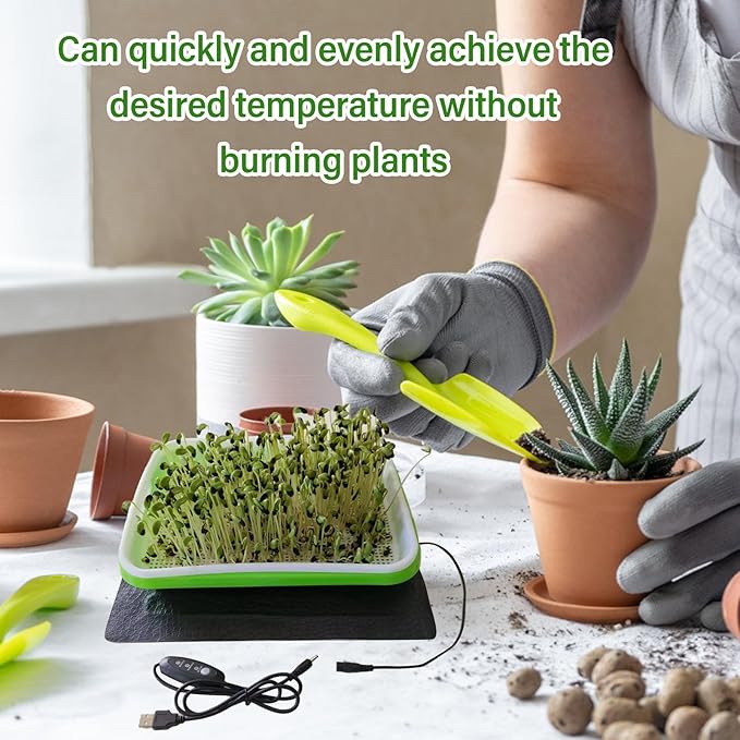 Seedling Heat Mat, 3 Gear Temperature Adjustment Hydroponic Plant Heating Pad, Consistent Temperature Control for Indoor Plants Germination (33x18cm/12.99x7.09in)