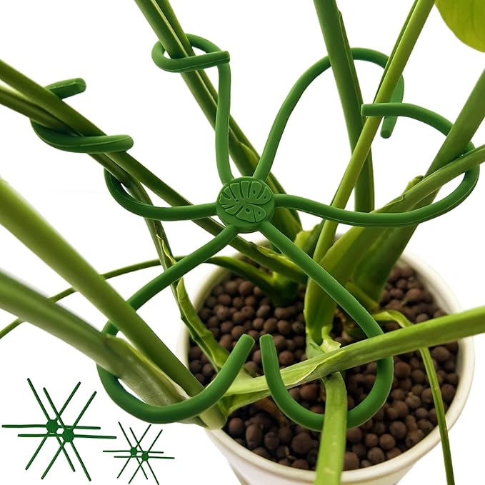 4 Pcs Free-Form Bending Silicone Plant Stem Support, 2 Sizes Flexible Hook Monstera Stem Supports, Reusable Silicone Plant Climbing Stakes Indoor Outdoor