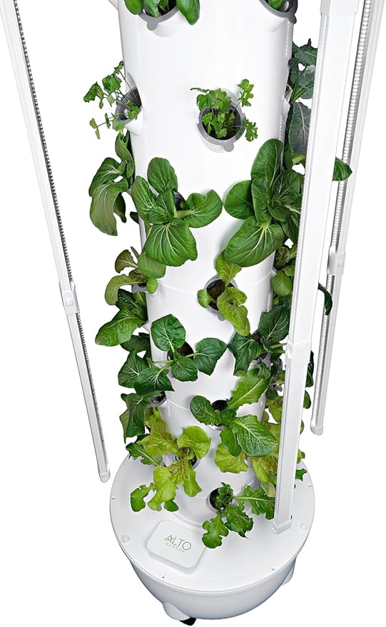 HX Hydroponic Tower | High Capacity Tower | Hydroponics Growing System Kit | Food Grade with 40 Net Pots (with LED Grow Lights)