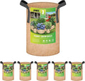 iPower 5-Pack 3 Gallon Plant Grow Bags Thickened Nonwoven Aeration Fabric Pots Heavy Duty Durable Container, Strap Handles for Garden, Tan