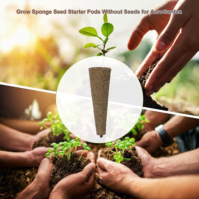 Tvoip 50 Pack Grow Sponges, Eco-Friendly Plant Seed Starter Sponges Compatible Seed Pod Replacements Root Growth Sponges Gardening Accessories Suitable Garden System Seed Starting (50 Pack Sponges)…