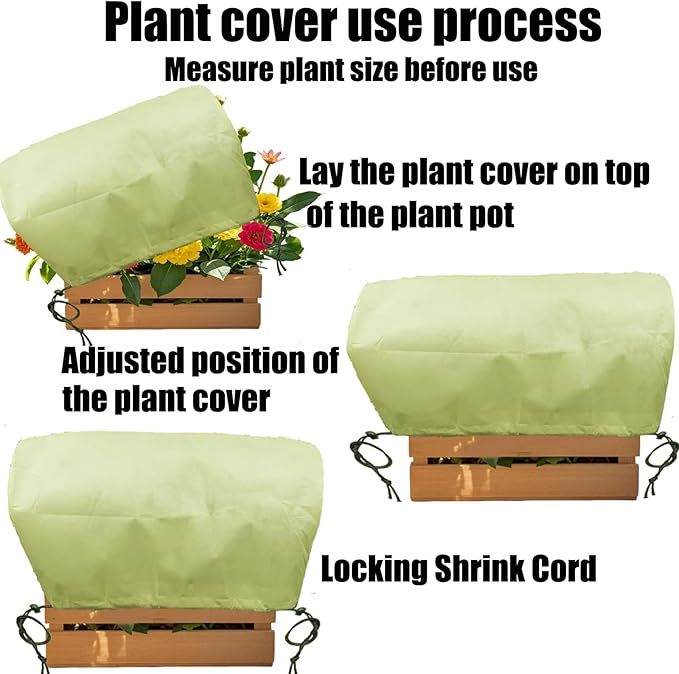 EJW Plant Covers, Freeze Protection for Plants,3 Pack 23.8"*11.8"*11.8" Frost Cloth for Plants，Plant Protectors for Winter，Frost Blankets for Plants， Used for Flower pots, Flower Boxes, Small Plants