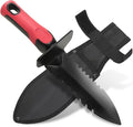 Metal Detecting Shovel with Carry Sheath, Heavy Duty Double Serrated Edge Metal Detector Digging Tool, Digger Trowel with Non-Slip Handle, for Metal Detection Gardening