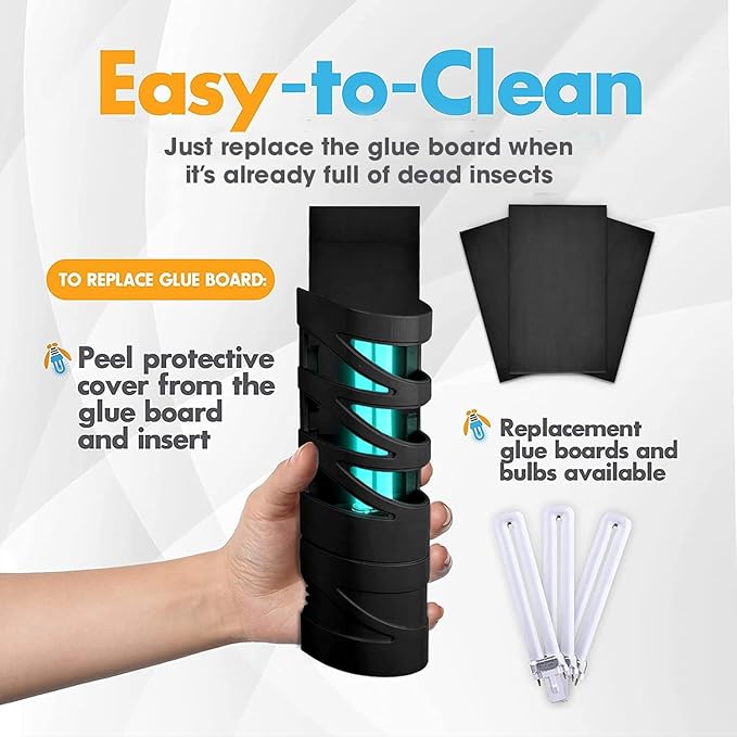 FlyWeb - Fruit Fly Traps for Indoors, Gnat Traps for House Indoor - Made in USA, Fruit Fly Killer, Non Bug Zapper Indoor, Plug in Bug Catcher, Bug Light, UV Light, Gardner (Black)