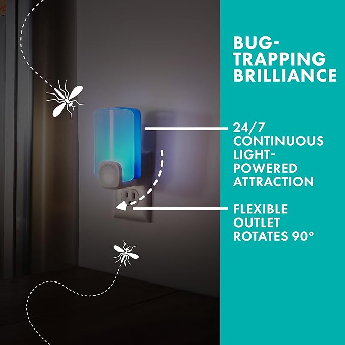 STEM Flying Insect Trap - Indoor Fruit Fly & Gnat Catcher for Home, Kitchen & Any Room, Attracts & Traps Bugs, Soft Blue UV Light - Includes 1 Plug-In Device & 1 Cartridge
