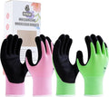 HandLove 6 Pairs Gardening Gloves for Women-Moisturizing Durable Work Gloves.Latex-free Sandy Nitrile Coated for Yard Garden,Touchscreen Friendly Protective Work with Grip, Small,Pink&Green