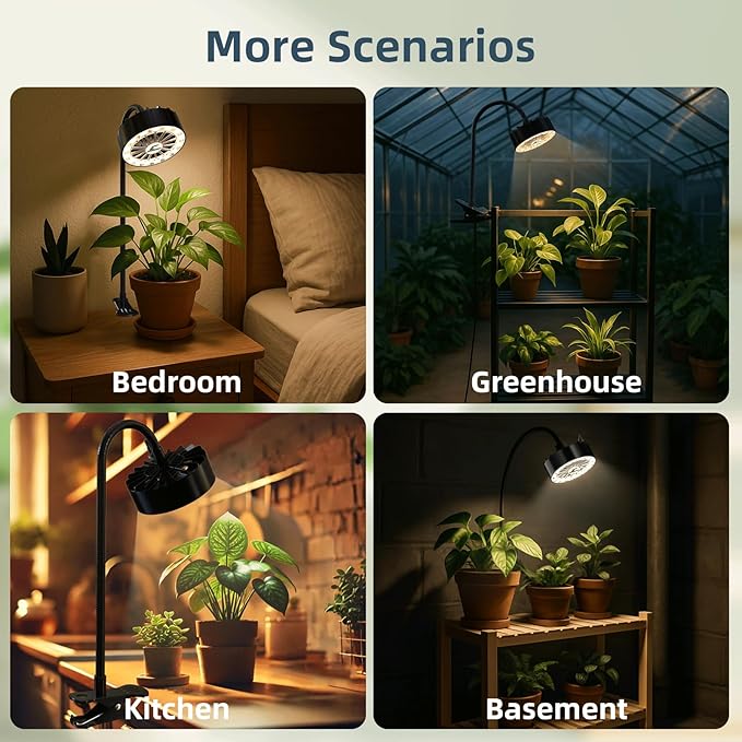 Grow Lights for Indoor Plants, Full Spectrum Plant Grow Light with Plant Fan,Clip on Plant Lights for Indoor Growing with Timer and Dimmable,Suit for Plant shves and Plant Pot,1 Pack