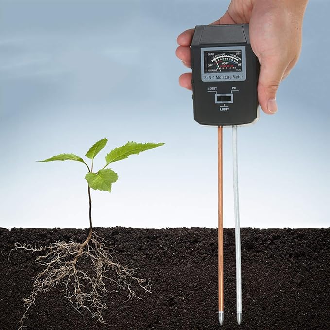 Soil pH Light Meter 3 - in - 1 Soil Test Kit No Battery Required for Indoor Outdoor Garden Lawn Farm - Rust - Proof, Portable Design, Easy Operation