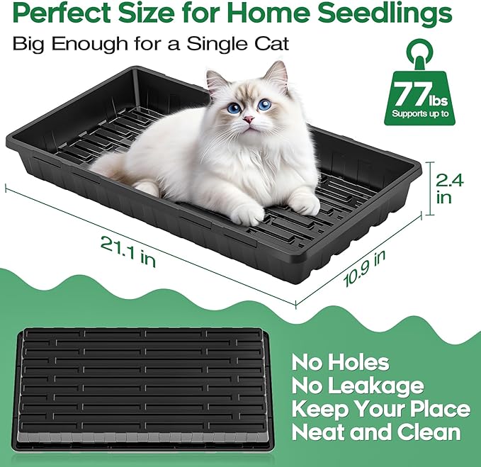 ZJP 20-Pack Heavy Duty 1020 Seed Starter Trays with 5" Humidity Domes, Thick Plant Propagation Trays with Clear Domes for Greenhouse Seed Germination & Microgreens (20 Pack (Tray + Dome))