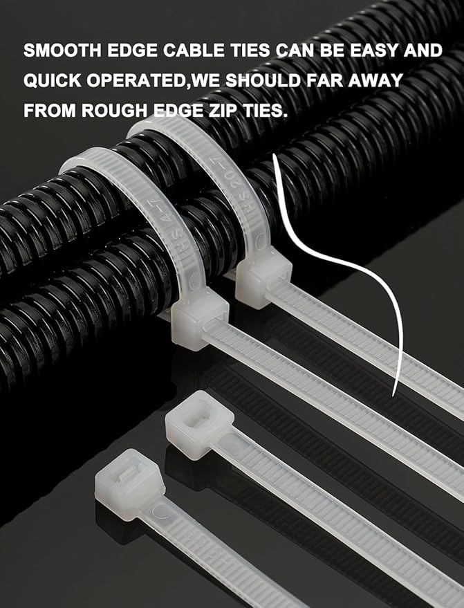 HS Extra Long Heavy Duty Zip Tie Straps (50 Pack) Thick 0.35 Inch Plastic Duct Zip Ties Heavy Duty 200 Pounds Clear,White Large Zip Ties 36 Inch for HVAC,Travel,Packaging,Vessel