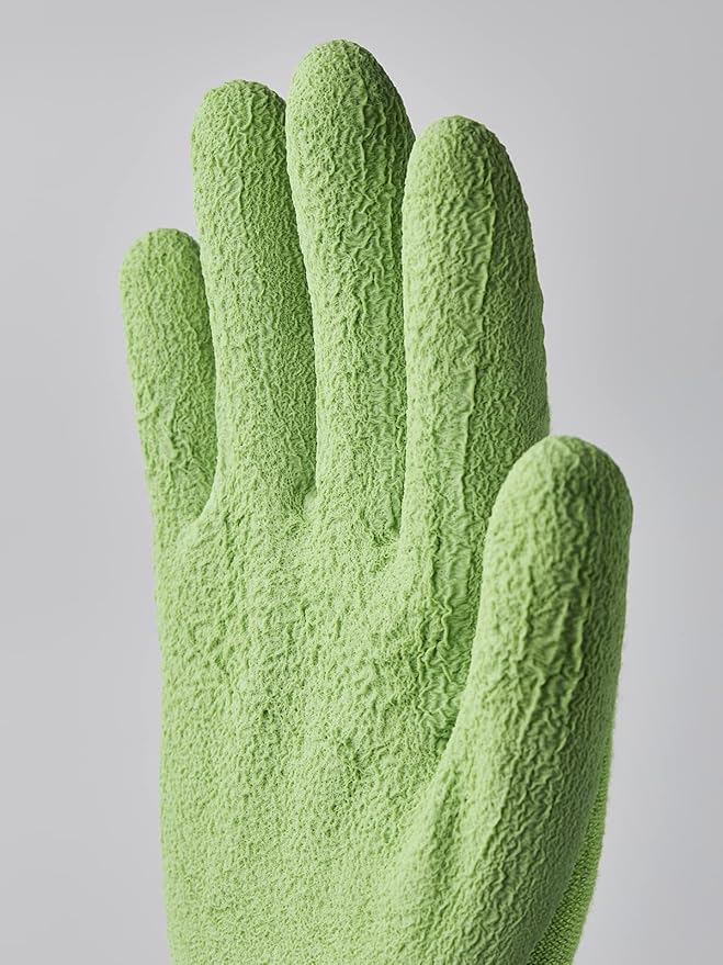 Garden Latex Protective Gardening Gloves | Close-Fitting Sustainable Yarn Gloves for Planting, Weeding and Gardening - Light Green - 7