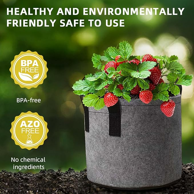 5 Gallon Grow Bags 5 Pack Heavy Duty Fabric Pots for Plants Outdoor, Potato Boxes, Garden Deals, Large Planters for Vegetables Tomatoes Flower Nursery Pots, Gardening Supplies, Planter Pot